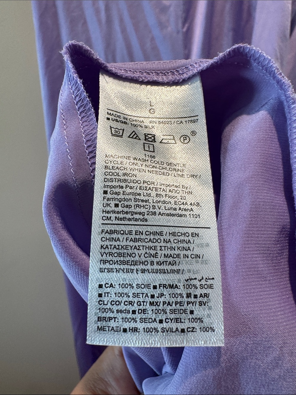 BR 100% Silk Lavender Maxi Dress - Elegant Flowing Scoop Neck - Large - Picture 6 of 6